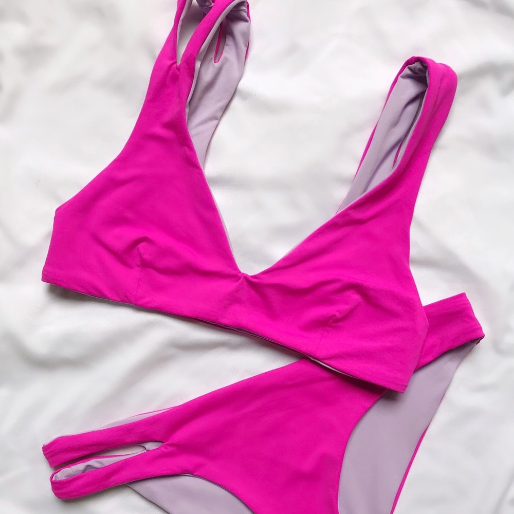 LSPACE PINK & PURPLE REVERSIBLE BIKINI SET